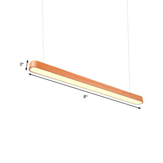 Modern Led Oval Pendant Light - Wood Deep Grain/Light Grain White/Warm/Natural 4/8/12 Wide