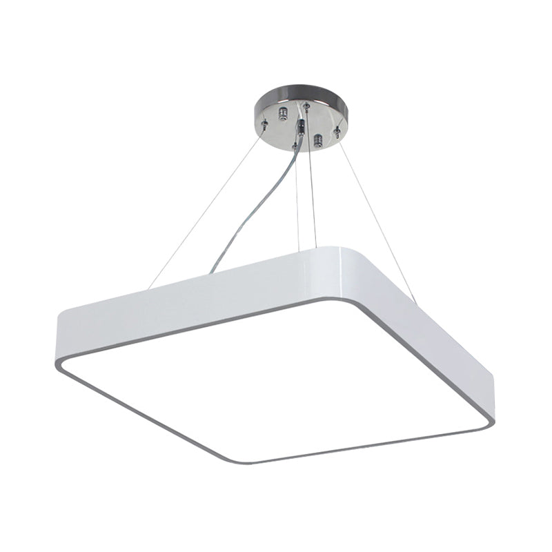 Modern Metal Square Pendant Light With Led & Recessed Diffuser - Black/Silver 3 Sizes (14/18/23.5)