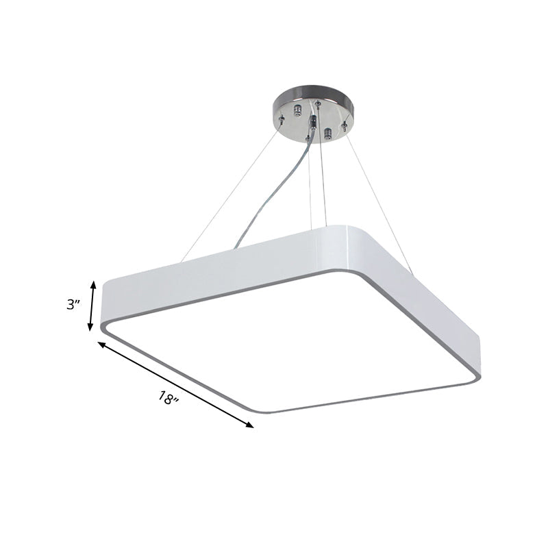 Modern Metal Square Pendant Light With Led & Recessed Diffuser - Black/Silver 3 Sizes (14/18/23.5)