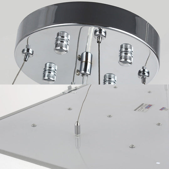 Modern Metal Square Pendant Light With Led & Recessed Diffuser - Black/Silver 3 Sizes (14/18/23.5)