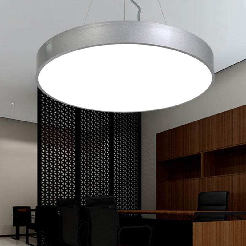 Silver Circular Pendant Lighting - Modern Led Metal Hanging Ceiling Lamp (12’/16’/23.5’ Wide)