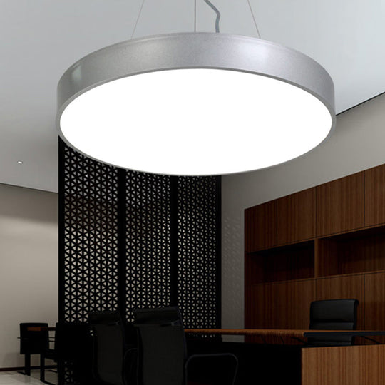 Silver Circular Pendant Lighting - Modern Led Metal Hanging Ceiling Lamp (12’/16’/23.5’ Wide)