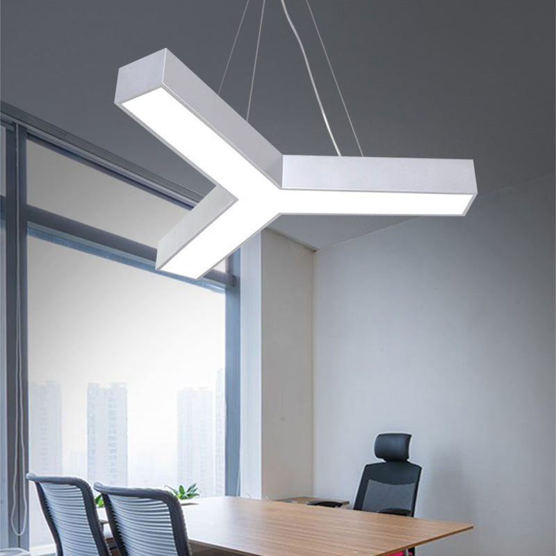 Modern Led Suspension Lamp With Recessed Diffuser And Y-Shaped Metal Design - Black/White 22/29/29.5