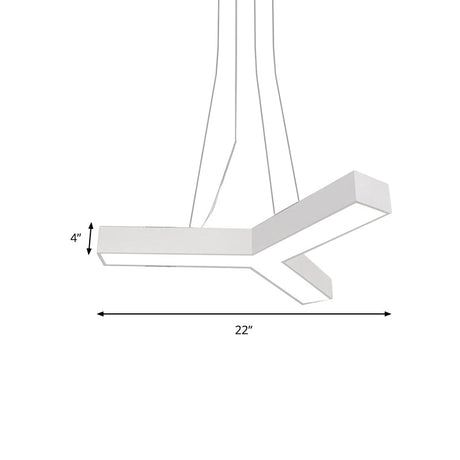 Modern Led Suspension Lamp With Recessed Diffuser And Y-Shaped Metal Design - Black/White 22/29/29.5