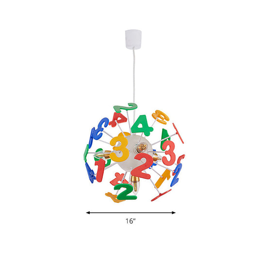 Colorful Kids Globe Ceiling Pendant Light With 4 Plastic Lights For Nursing Room