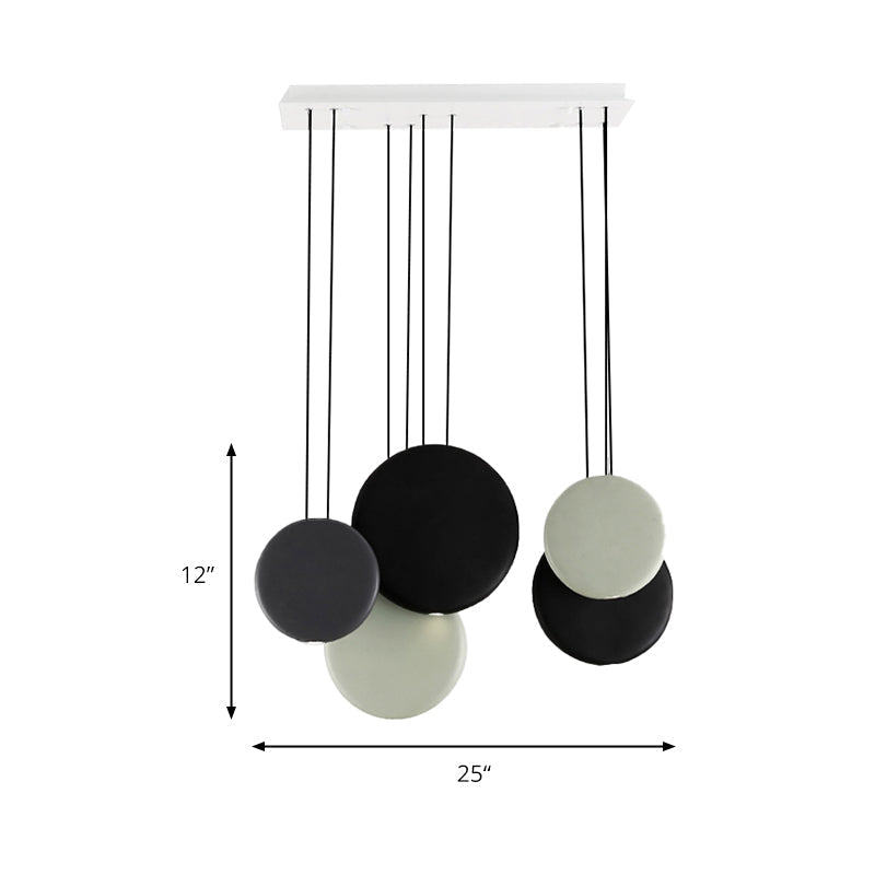 Modern Black And White Pendant Lights With Round Resin Shade
