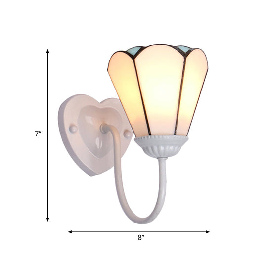 Lily Stained Glass Wall Mount Light - Tiffany Style Sconce Lighting For Hallway White/Blue/Antique