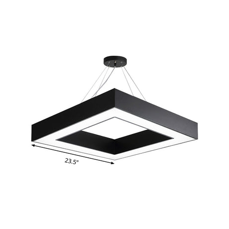 Modern Led Square Metal Pendant Lighting - Black Hanging Lamp Kit In White/Warm Light For Office