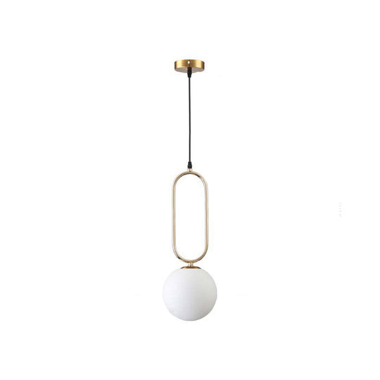 Modern Orb Pendant Light With Milk Glass Shade Gold Finish - Ideal For Living Room