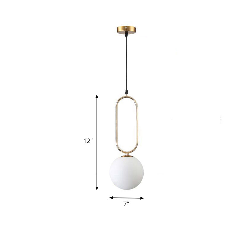 Modern Orb Milk Glass Pendant Light With Gold Finish - Ideal For Living Room