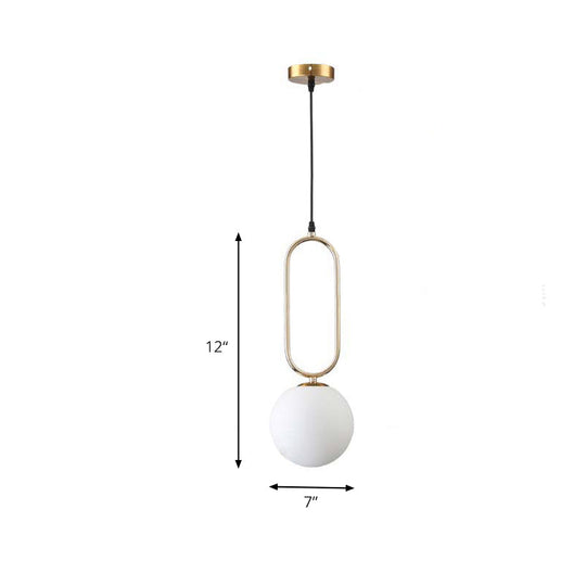 Modern Orb Pendant Light With Milk Glass Shade Gold Finish - Ideal For Living Room