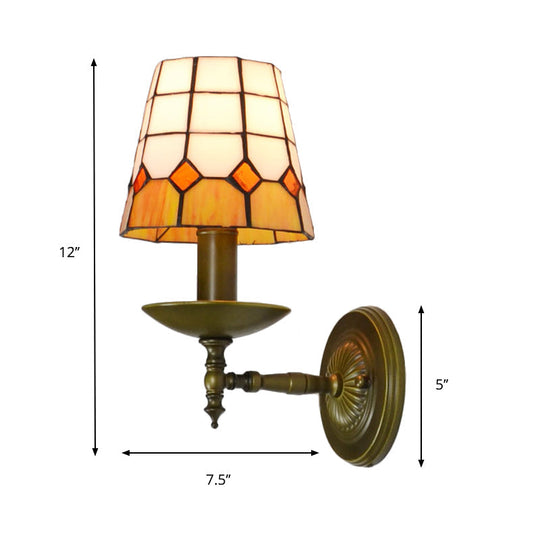 Tiffany Geometric Wall Mount Stained Glass 1-Light Sconce - Vibrant Colors Ideal For Living Room