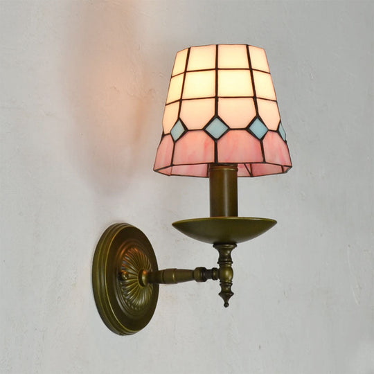 Tiffany Geometric Wall Mount Stained Glass 1-Light Sconce - Vibrant Colors Ideal For Living Room