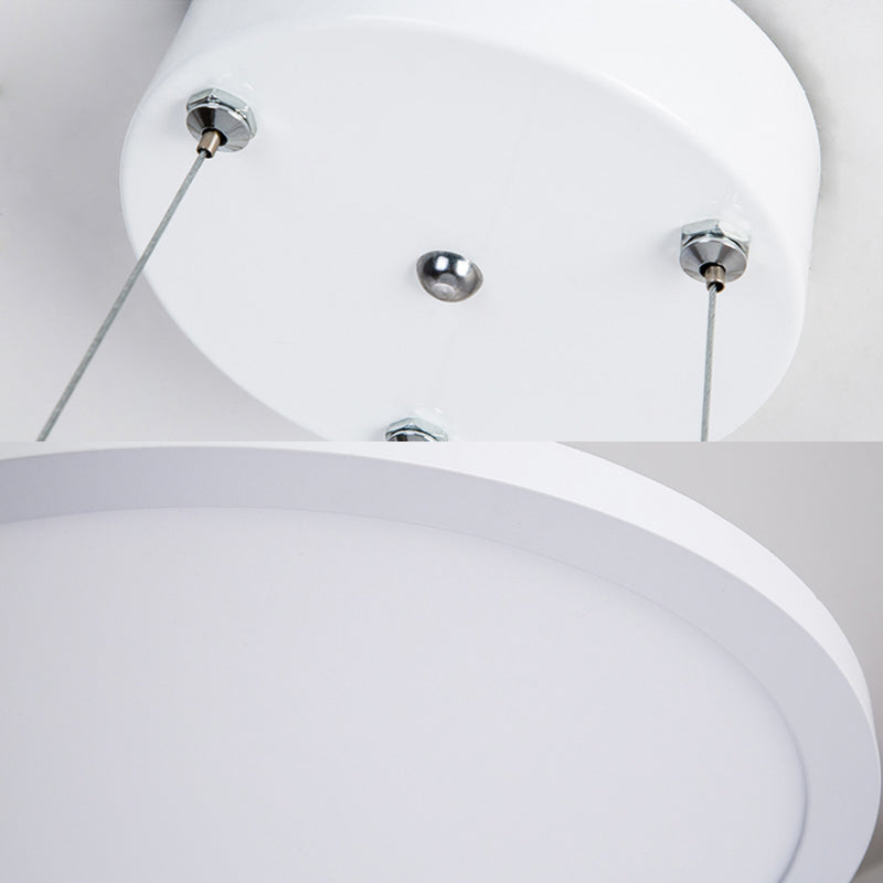 Modern Metal Led White Ceiling Pendant Light - 16’’/19.5’’ Wide Plate Office Lighting With