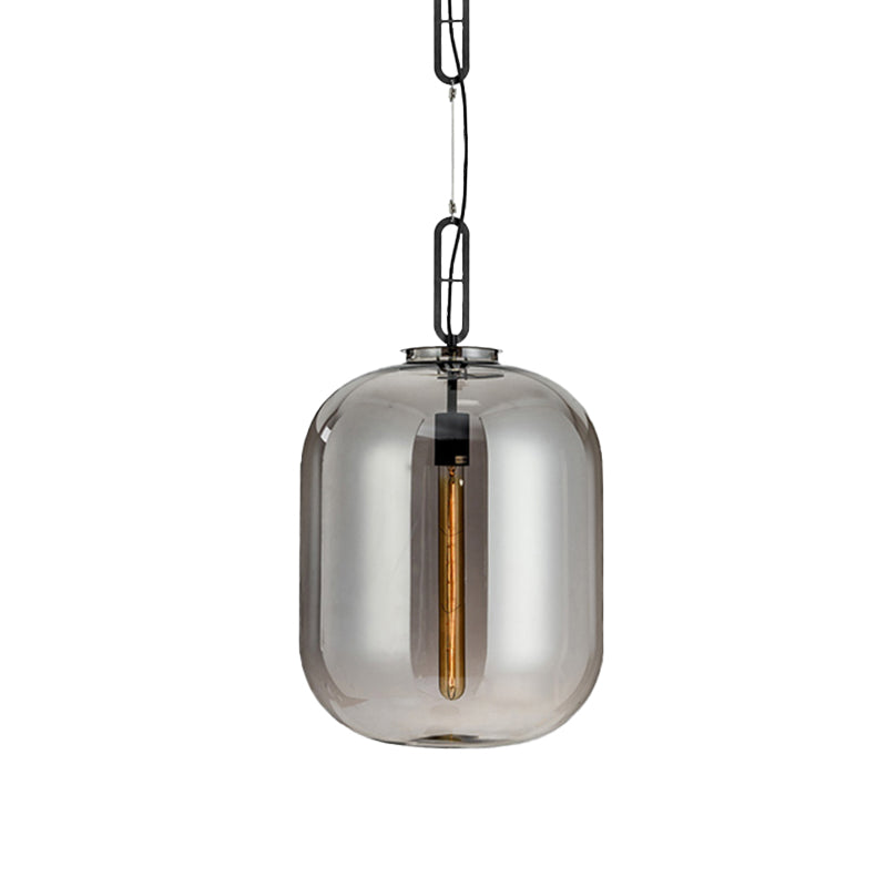 Modernist Glass Shade Oval Pendant Light Fixture For Bedroom 1 Amber/Smoke Gray 10’/14’ W