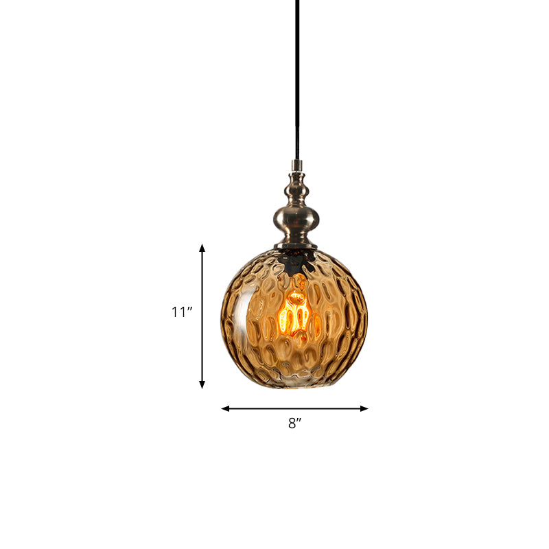 Modern Dimpled Glass Pendant Lamp - 1 Light Shade Hanging Clear/Smoke & 8/10 Size Options
