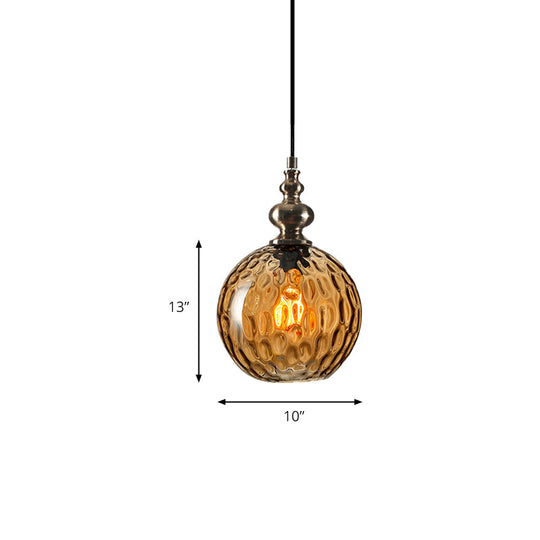 Modern Dimpled Glass Pendant Lamp - 1 Light Shade Hanging Clear/Smoke & 8/10 Size Options