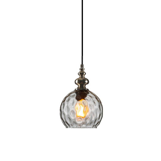 Modern Stylish Clear/Smoke Gray Dimpled Glass Pendant Lamp - 8’’/10’’ W Global Shade