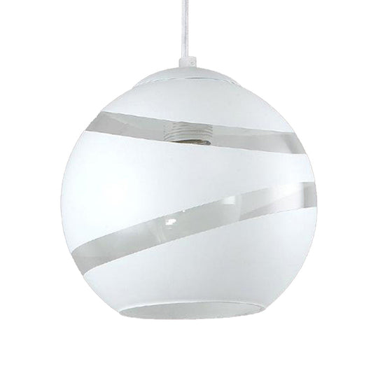 Contemporary Orbit Shade Pendant Light With Handblown Black/White Glass - Dining Room Lighting