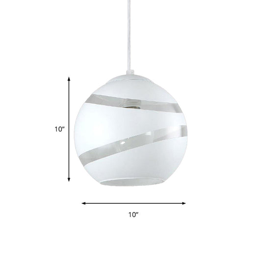 Contemporary Orbit Shade Pendant Light With Handblown Black/White Glass - Dining Room Lighting