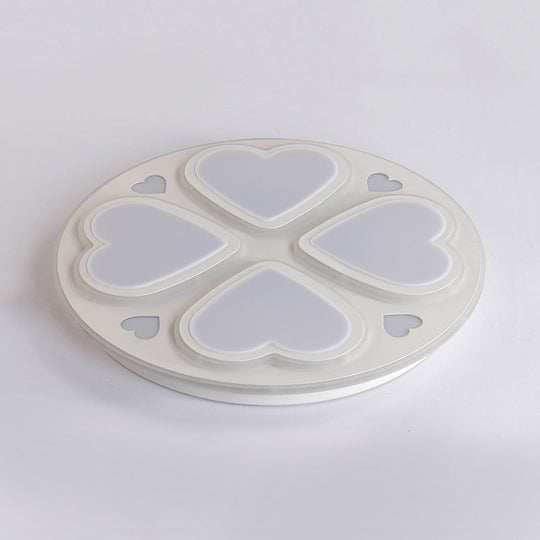 Modern Acrylic Heart Petal Ceiling Light - Stylish Flush Mount In White For Bathroom