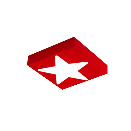 Square Metal Flush Ceiling Light With Star Design - Modern Lighting For Kid’s Bedroom