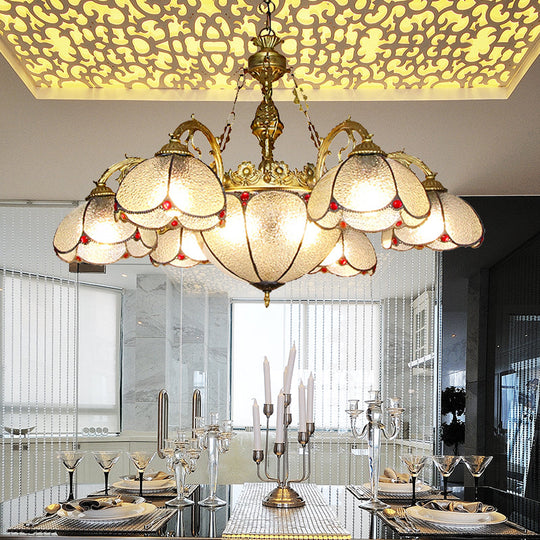 Rustic Floral Chandelier Pendant With Clear Glass And 6 Lights - Ideal For Hallways