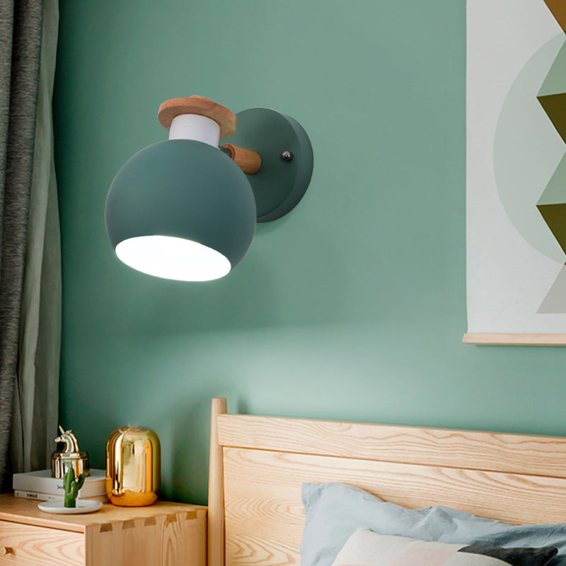Rotatable Metal Globe Wall Light - Nordic Style Sconce For Child Bedroom Or Corridor