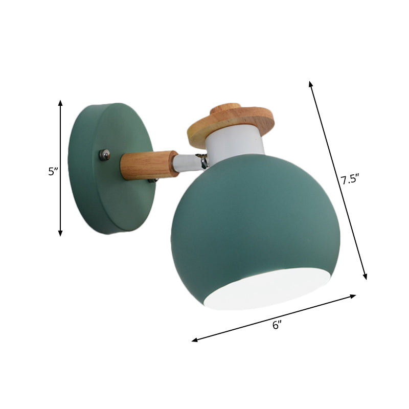 Rotatable Metal Globe Wall Light - Nordic Style Sconce For Child Bedroom Or Corridor