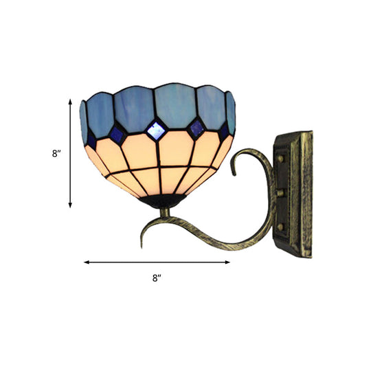 Tiffany Art Glass Wall Lamp - Classic Bowl Light In Antique Bronze For Bathroom