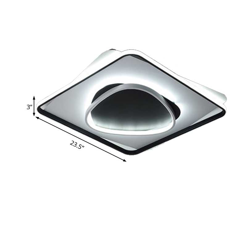 Modern Led Acrylic Flush Mount Black Ceiling Light In Warm/White - 18/23.5 Wide