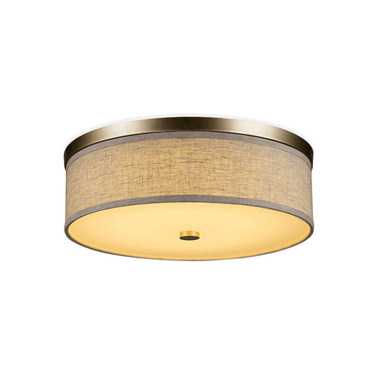 Contemporary Beige Fabric Led Flush Mount Lamp (16/19.5/23.5 Dia)