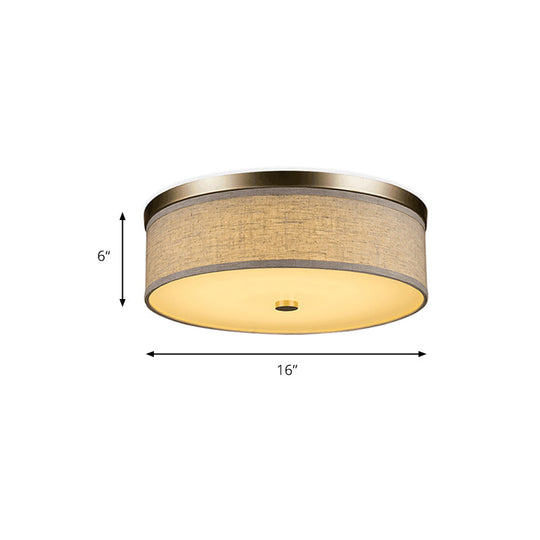 Contemporary Beige Fabric Led Flush Mount Lamp (16’/19.5’/23.5’ Dia)