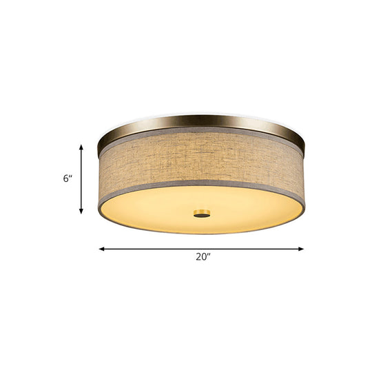 Contemporary Beige Fabric Led Flush Mount Lamp (16’/19.5’/23.5’ Dia)