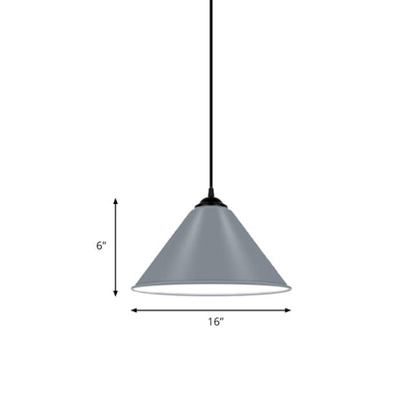 Modern Metal Cone Hanging Light - 1 Pink/Yellow/Green Pendant 12/14/16 Diameter