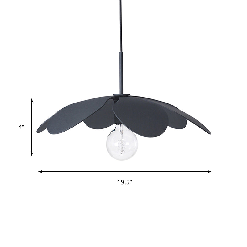 12’/19.5’ Wide Minimal Ceiling Pendant Light With Metal Flower Shade - 1-Light Black/White
