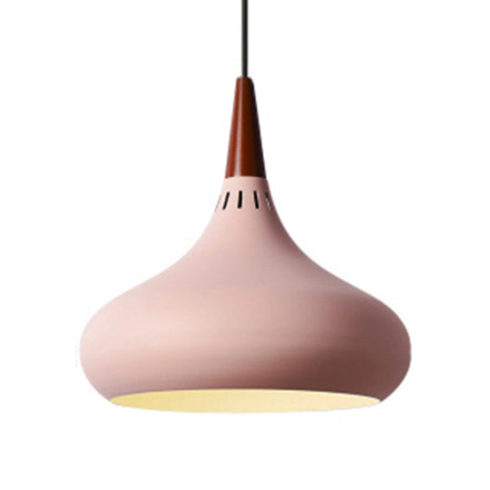 8/11/12W Teardrop Pendant Light Nordic Metal Black/White/Pink Hanging