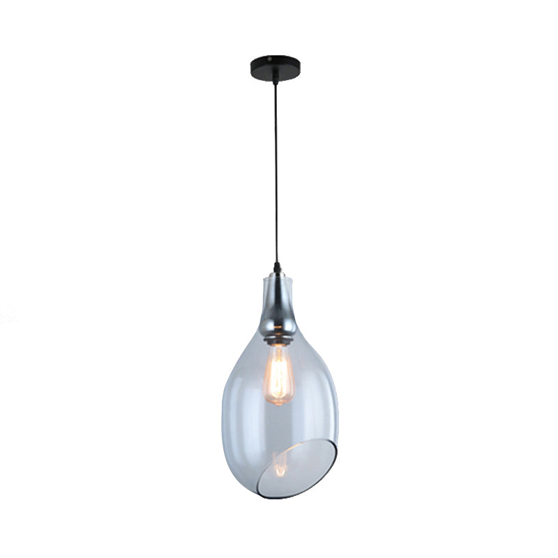 Modern Blue/Amber Glass Pendant Lamp - Stylish Nickel Hanging Light For Bedroom