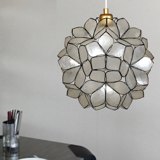 Modern Shell Pendant Light - Globe Suspension White/Beige 1-Light White / A