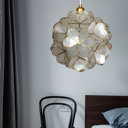 Modern Shell Pendant Light - Globe Suspension White/Beige 1-Light White / C