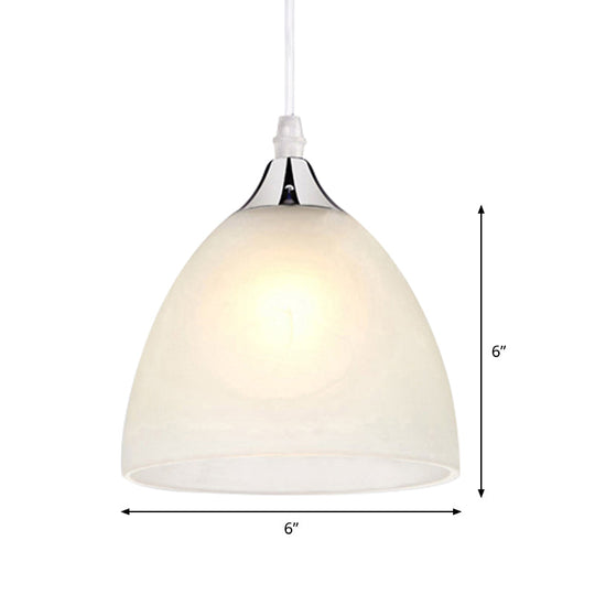 Modernist Nickel Pendant Light With White Glass Shade For Kitchen