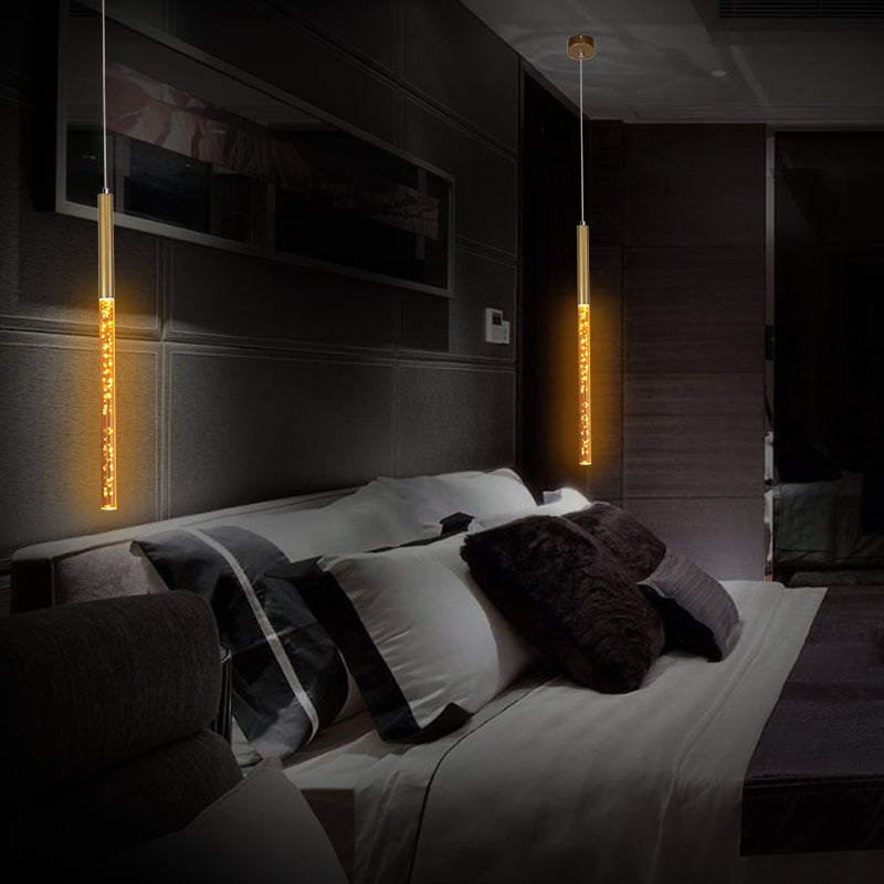 Modern Crystal Hanging Pendant Light - 1-Light Gold Ceiling Lamp For Bars Warm/White/Purple / Orange