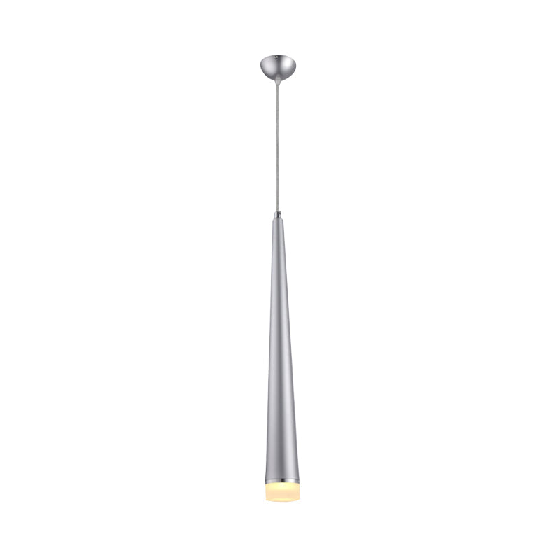 Tapered Led Ceiling Light - Modern Gray/Red Metal Pendant Fixture For Living Room In