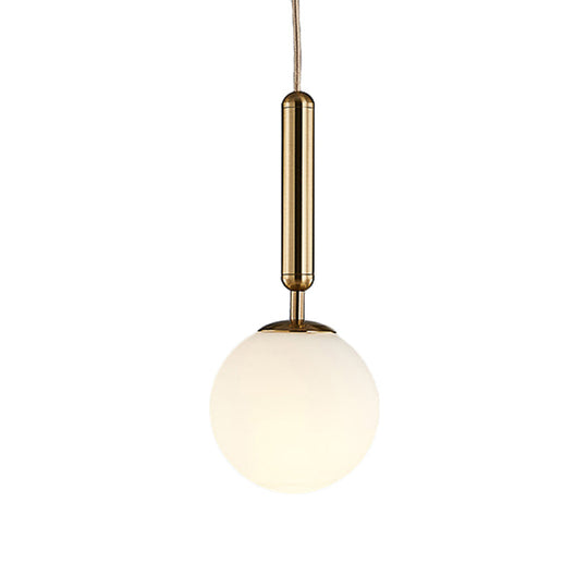 Modern Gold Kitchen Pendant Light With White Glass Shade 1-Light Multiple Sizes