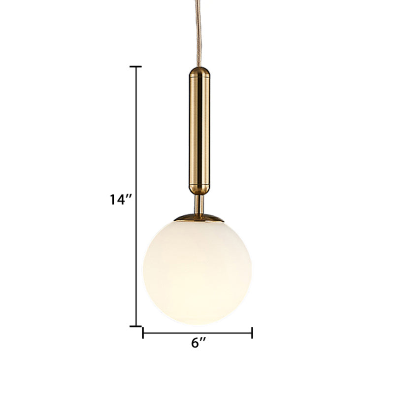 Modern Gold Kitchen Pendant Light With White Glass Shade 1-Light Multiple Sizes
