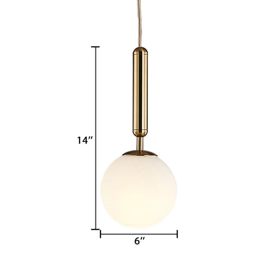 Modern Gold Kitchen Pendant Light With White Glass Shade 1-Light Multiple Sizes