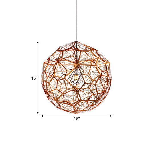 12’/16’/19.5’W Faceted Globe Pendant Light In Contemporary Rose Gold Finish