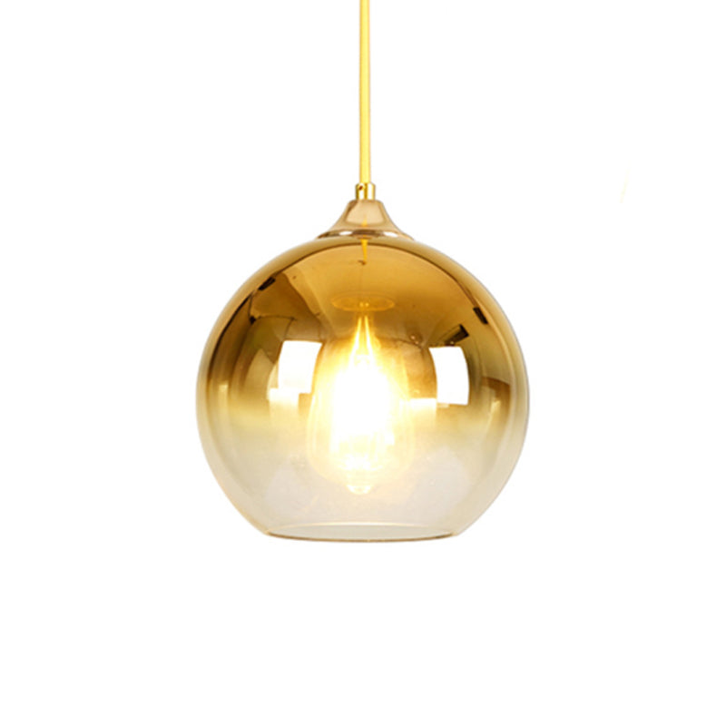 Nordic Glass Globe Pendant Lighting – 1 Light 8’/10’/12’ Width Available In Sliver Gold And Rose