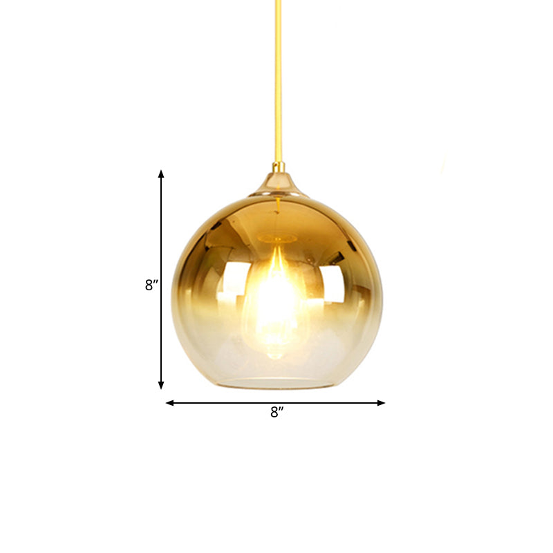 8/10/12 Nordic Glass Globe Pendant Lighting - 1-Light Sliver/Gold/Rose Gold Hanging Light