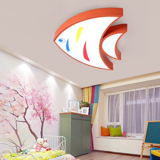 Bright Fish Pendant Light: Vibrant Acrylic Hanging For Kindergarten Hallway